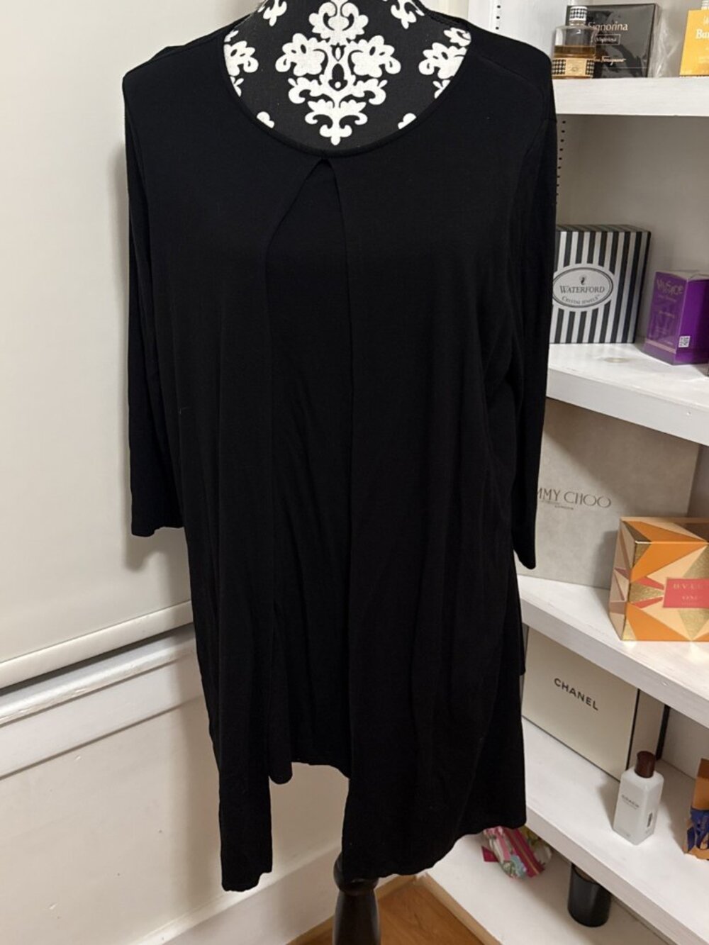 Lisette Black Scoop Neck 3/4 Sleeve Heavy Top L Tunic Comfortable Layered Look